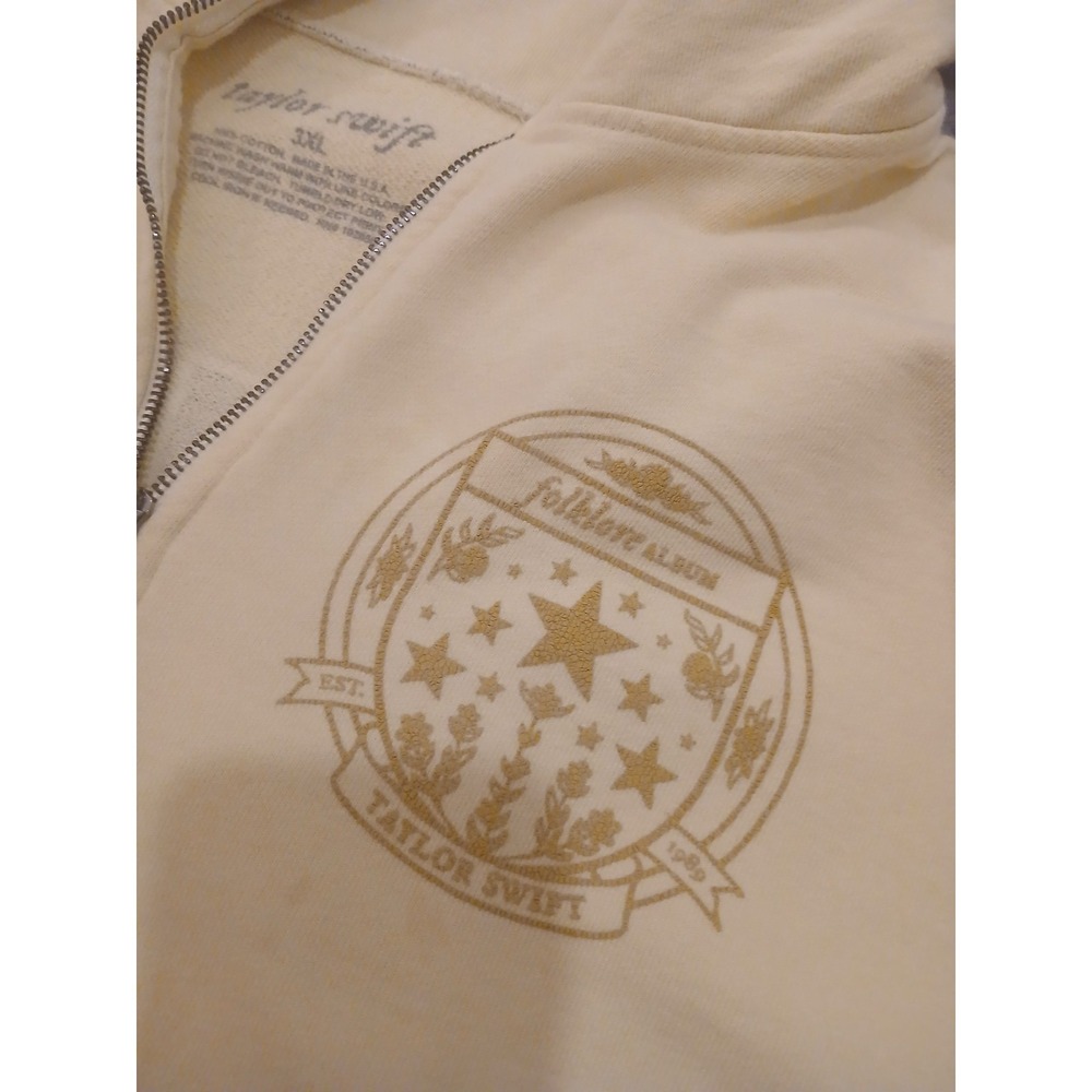 Taylor Swift Folklore 1/4 Zip Pullover 3XL Butter Yellow Color Block Swiftie - Picture 2 of 7